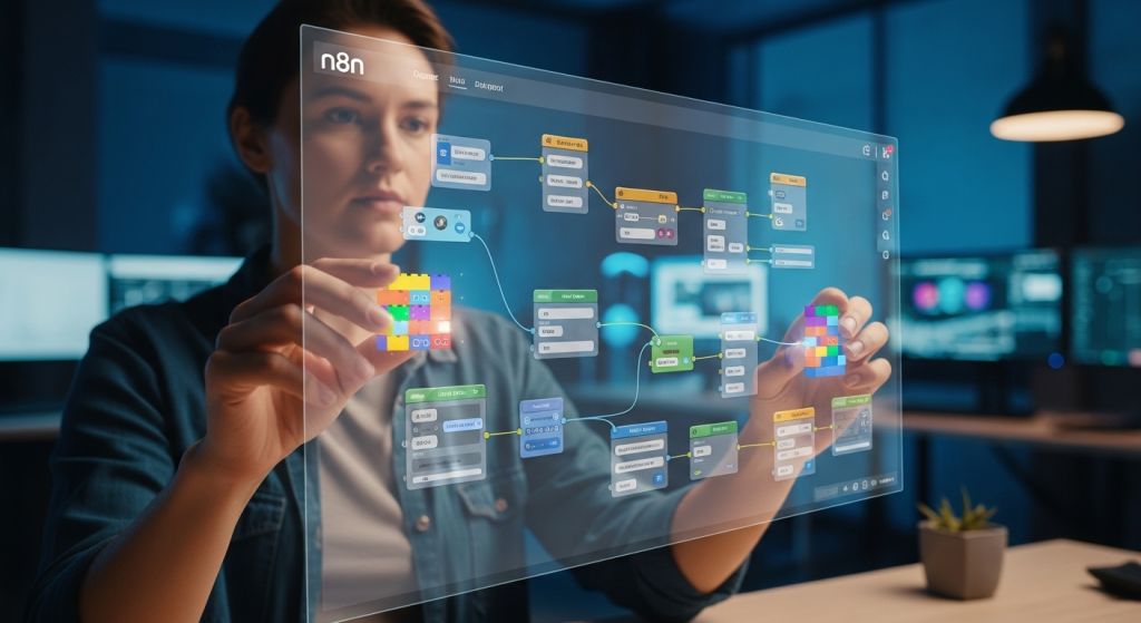 進階玩家使用n8n工具，如同堆疊樂高積木一般，親手打造專屬的AI Agent資訊流，展現客製化與掌控感。