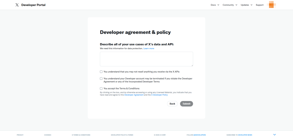 X開發者帳號申請，填寫申請理由