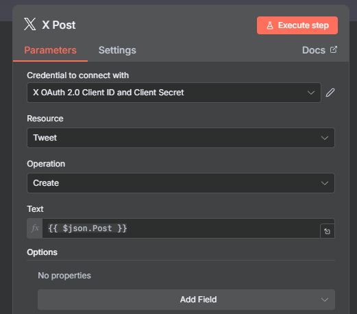 使用n8n-X節點發文的設定