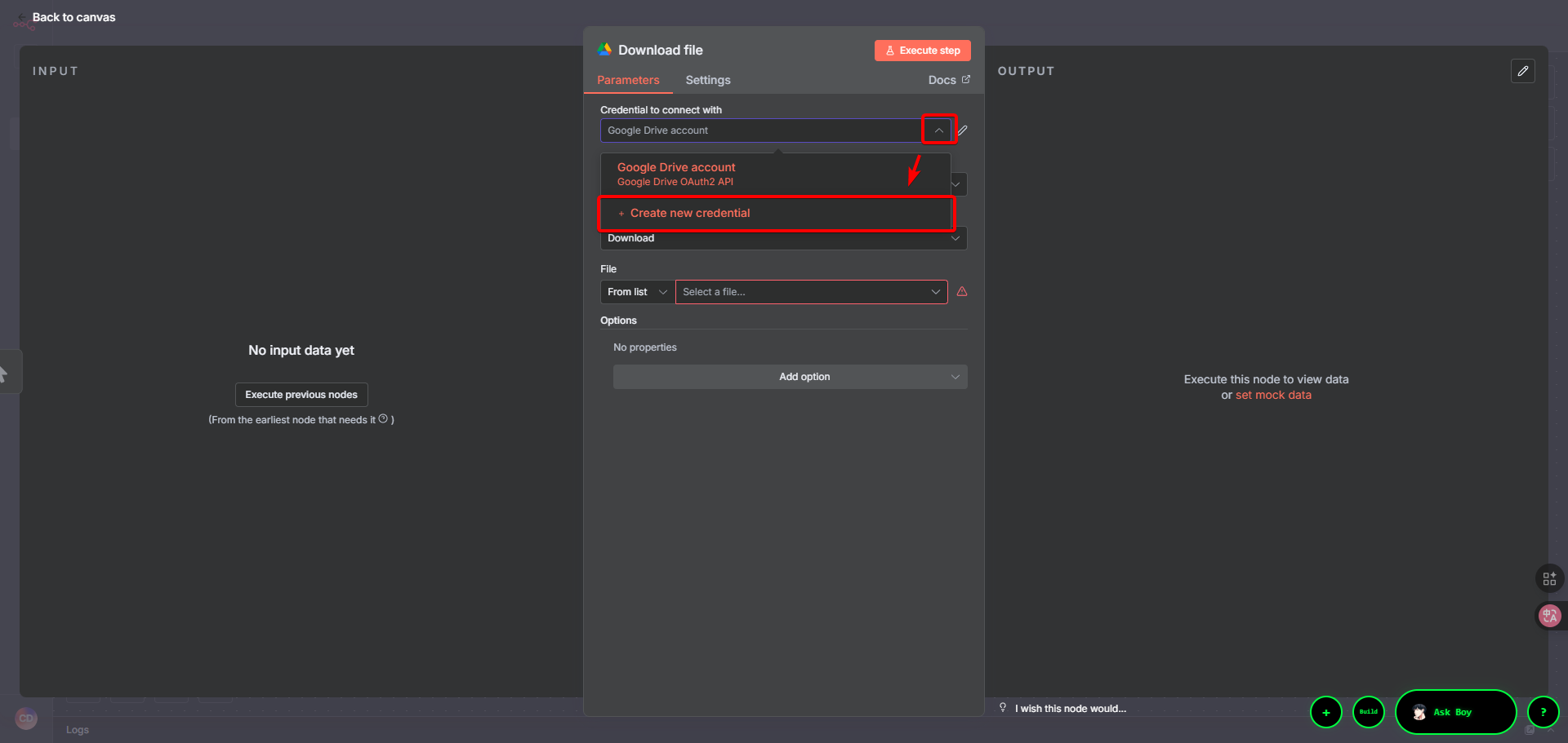在 n8n 中點擊新增憑證