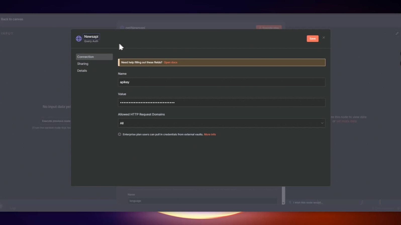 命名完成後的News API憑證