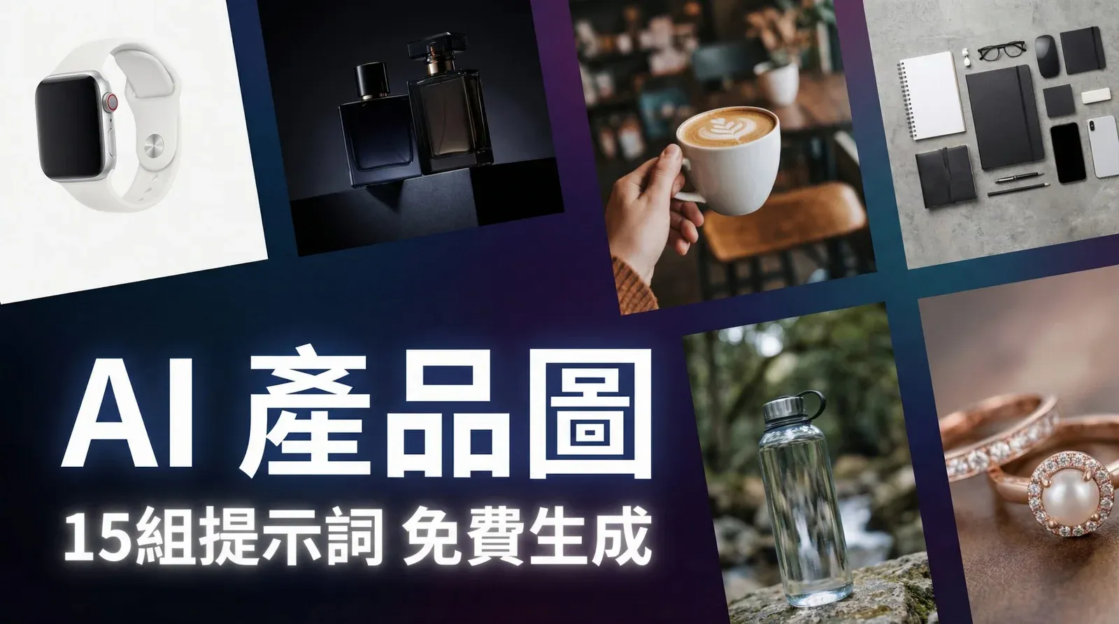 AI 產品圖教學精選圖 - 15 組免費提示詞生成專業商品攝影