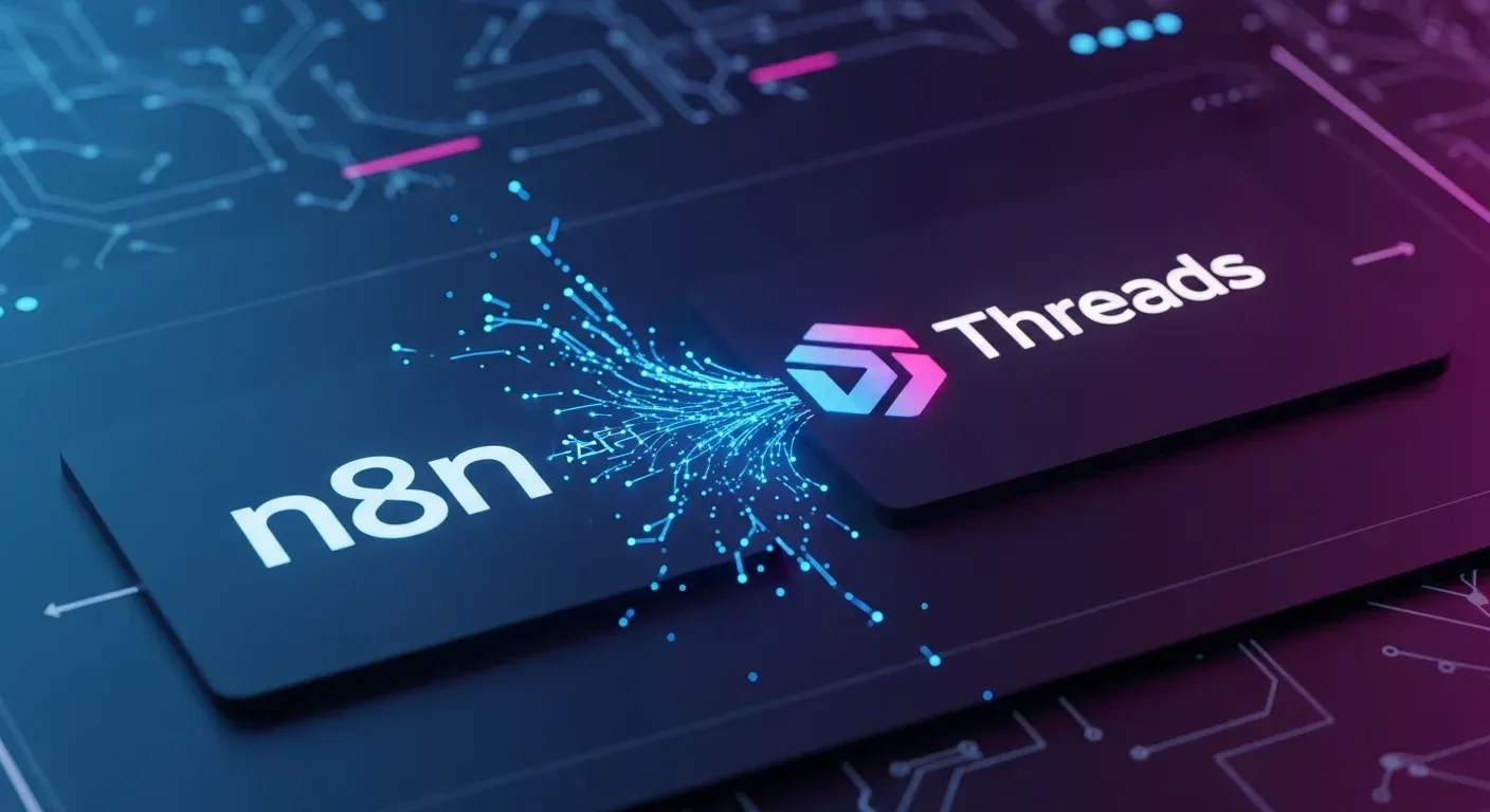 n8n Threads API 串接的示意圖，象徵著透過 API 達成社群自動化的強大連結。
