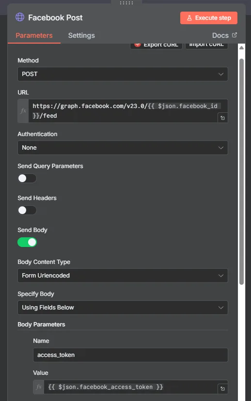 n8n Facebook 發文設定