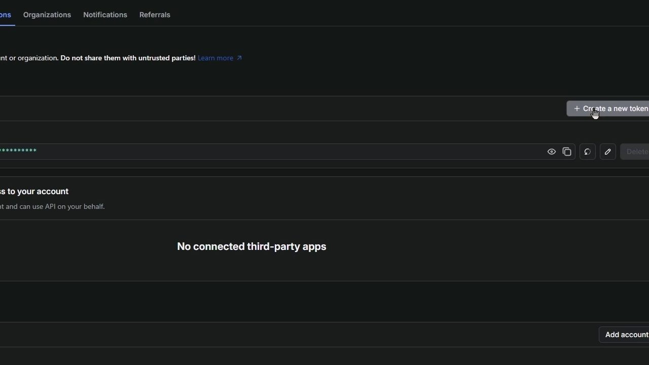 在Apify中點擊Create a new token新增API Key